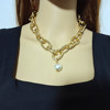 Fashionable accessory, pendant from pearl, retro necklace, chain, sweater, European style, wholesale