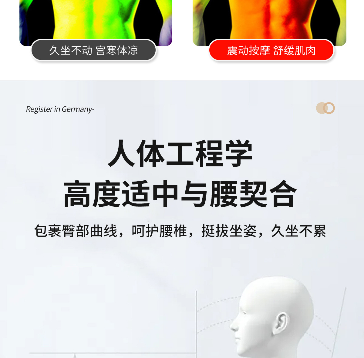 Car Heated Cushion Electric Massage Waist Cushion Car Seat Memory Foam Back Pillow Waist Office Waist Seat