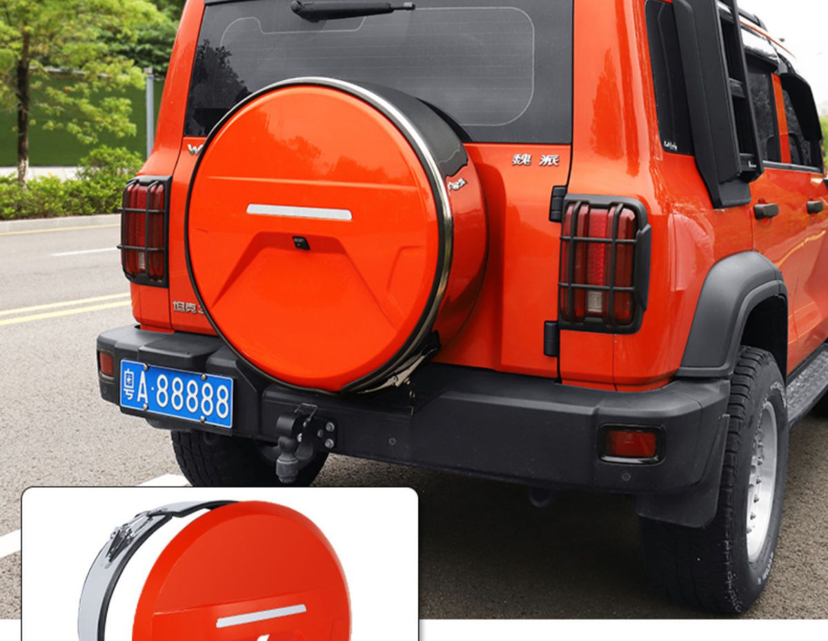Suitable for tank 300 stainless steel spare tire cover modification city version spare tire shell protective cover for off-road decoration