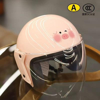 Motosiklet dəbilqələri, 3C certified electric motorcycle helmet for - pink-piglet-3c-certified-anti-fog-high-definition