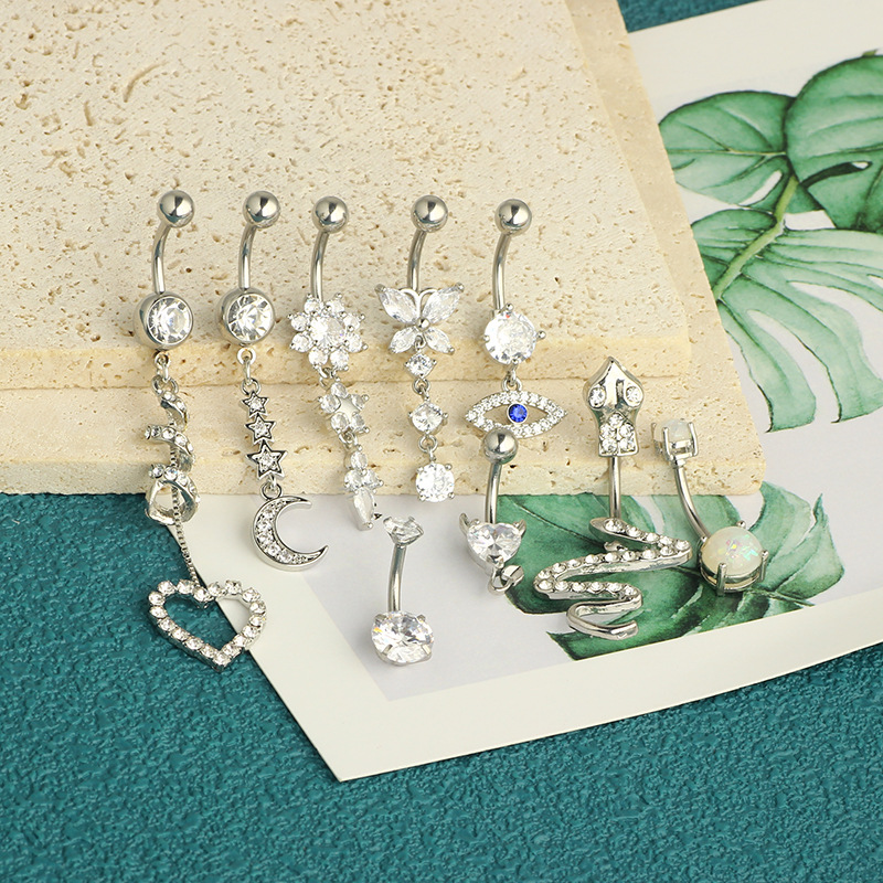 Rose Gold Belly Button Ring Set 9Pcs Stainless Steel Body Piercing Jewelry detail image 15