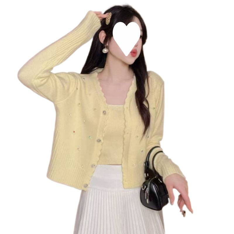 Conjunto Tejido de Dos Piezas para Mujer de Viscosa, Cárdigan y Tirantes, para Otoño image 5
