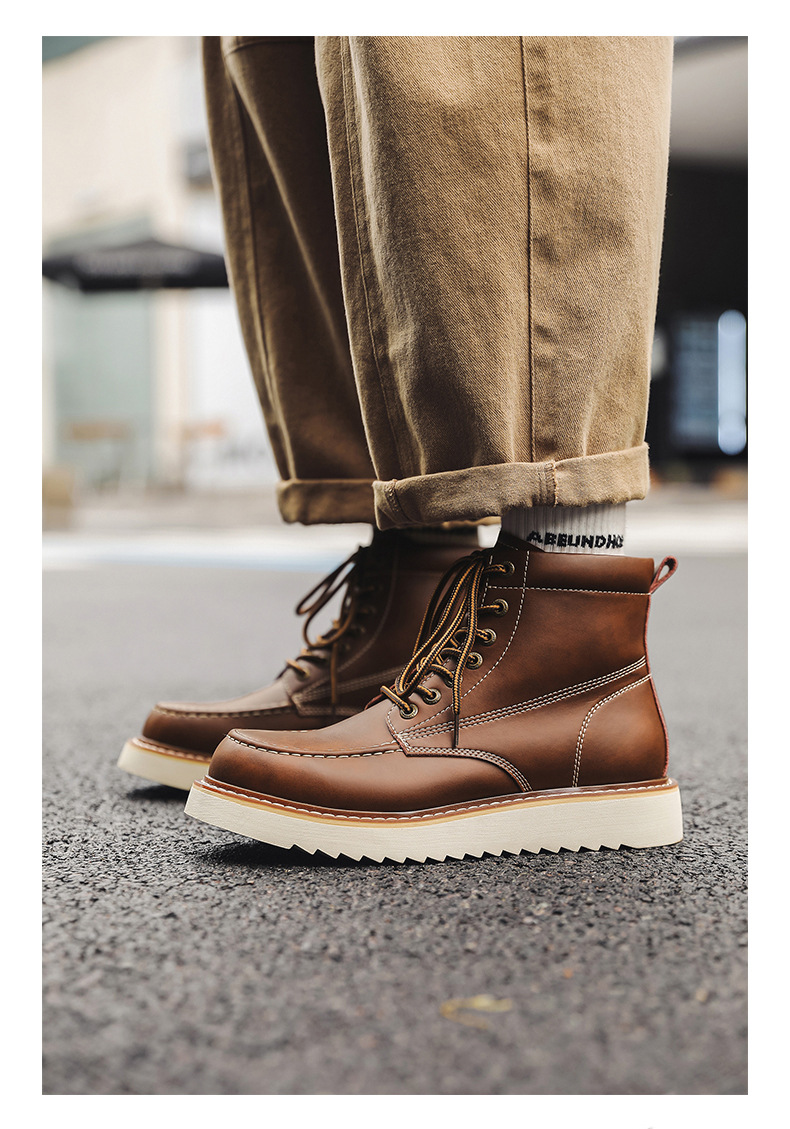 Martin – bottes montantes de moto pour hommes, tendance, décontractées, en velours, polyvalentes, combinaison de travail, 2024 coton, hiver 9055_voghion.com