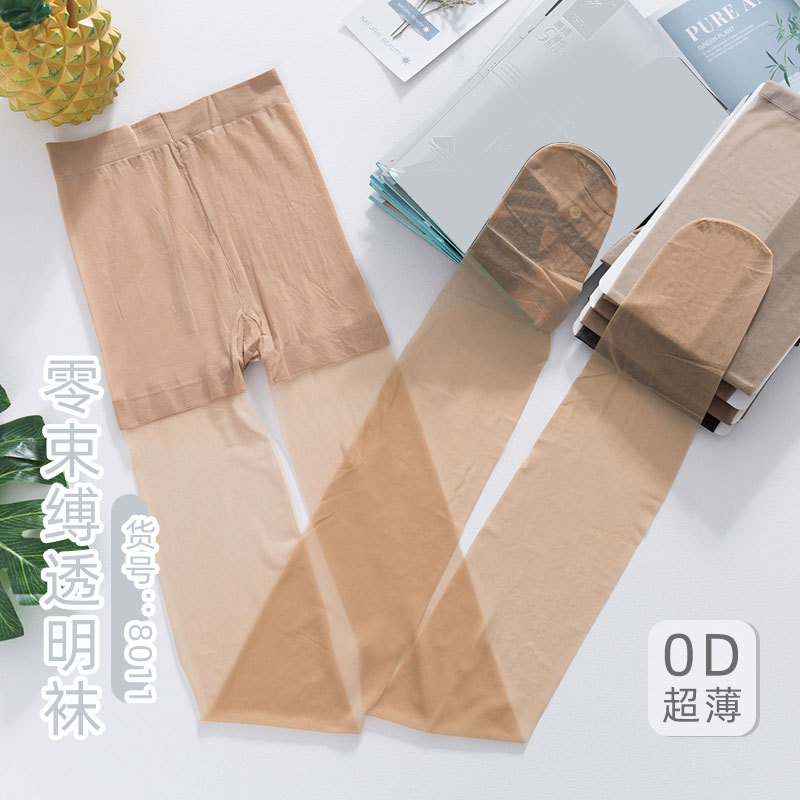 Sk8011 Women's Summer Pantyhose with Extra Gusset, Spring and Autumn Anti-Snag Ultra-Thin Long Tube Black Flesh-Colored Pineapple Invisible Socks