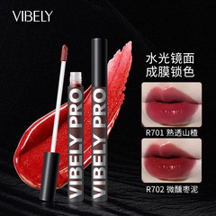 VIBELY Matte Black Pipe Lip Lacquer, Glittery Transparent Moisturizing Non-Stick Lip Lacquer, Glossy Plump Lips
