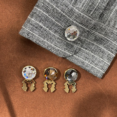 Handmade Small Number Exquisite Crystal Snowflake Round French Shirt Button, High-End Button Box