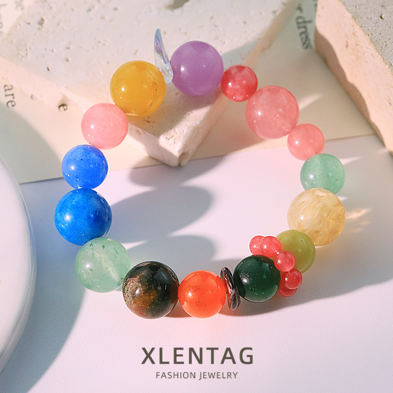 Verano frente al mar fresco cuentas de cristal de color pulseras de moda nicho decoración de dopamina joyas de mano de alta calidad
