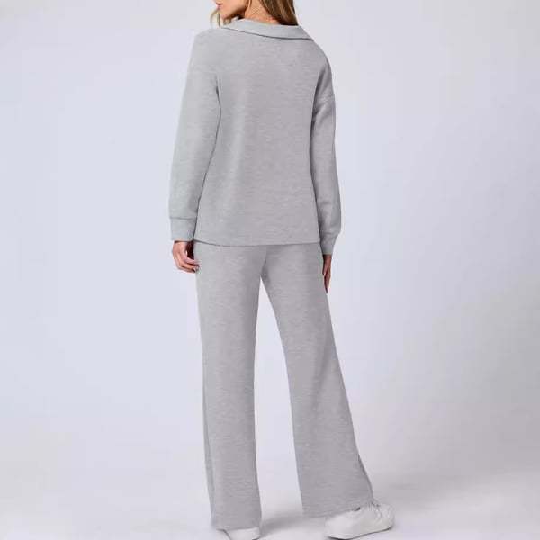 Women's Pant Set Autumn Winter Solid Colour Lapel Professional Suit_voghion.com