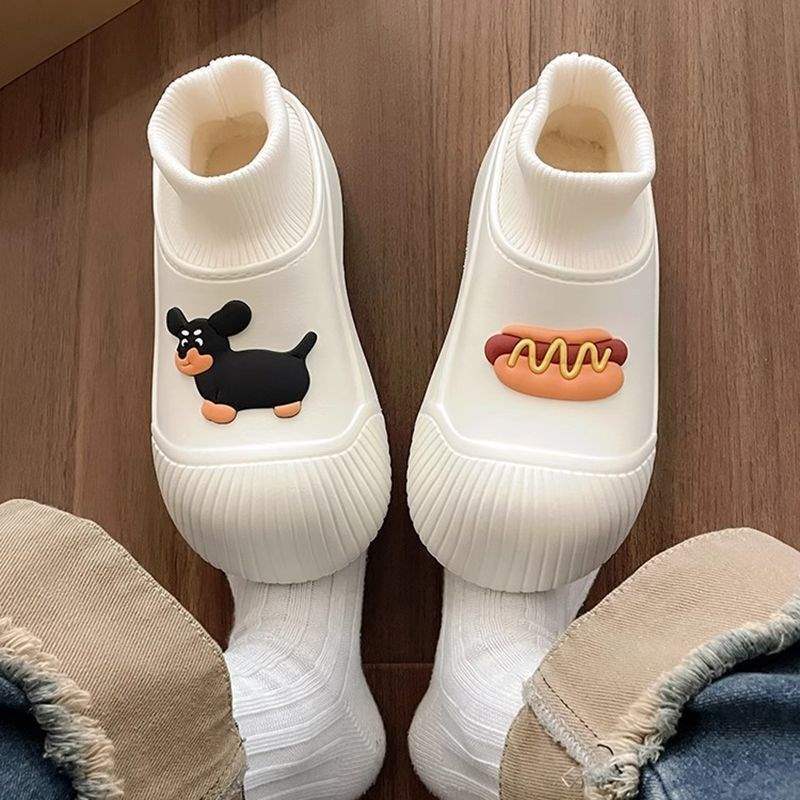 厚底雪地靴女冬加绒加厚2025新款可爱卡通防水防滑保暖时尚棉鞋子