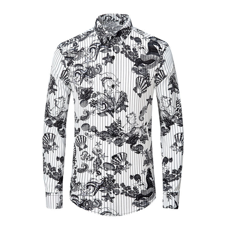 Áo sơ mi nam dài tay họa tiết in động vật toàn thân phong cách châu Âu, chất liệu polyester chống nhăn — Màu hình ảnh, Giá bán đại lý không được thấp hơn 208 chi tiết 5