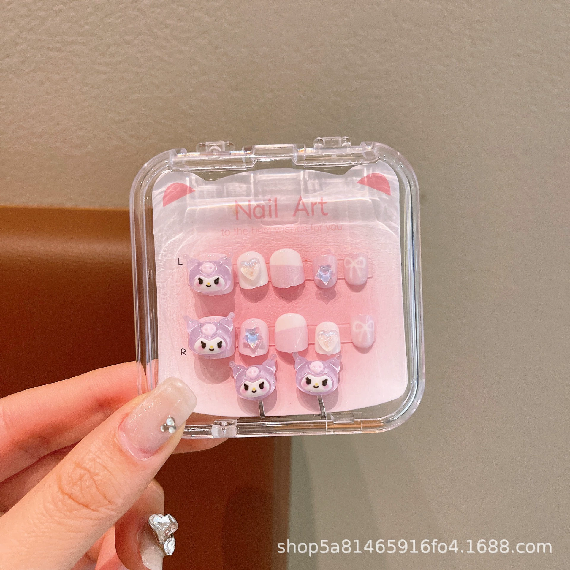 Sanrio, детские 3D-наклейки для ногтей, милые съемные мультяшные искусственные ногти