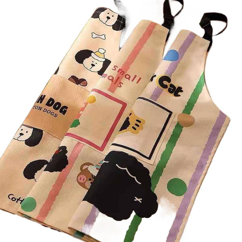 年轻人时尚围裙新款可爱围腰防水防油厨房家用工作服做饭罩衣|undefined