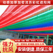 幼兒園彩色流蘇遮陽網無動力隔熱防曬遮陰網加厚加密戶外水上樂園