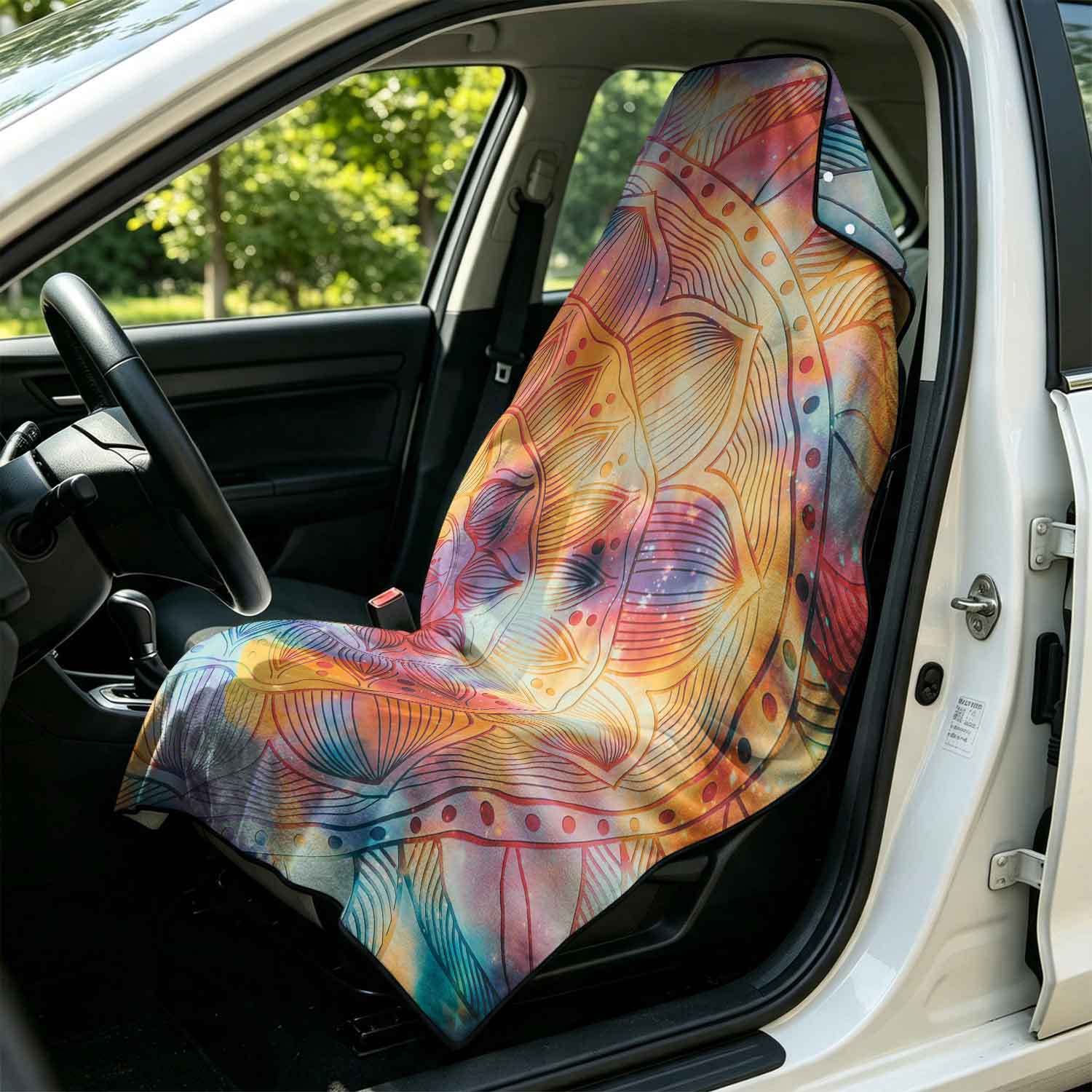 Printed bath towel and car seat cover 2-in-1, ultra-fine fiber outdoor beach and car dual-use universal seat cushion