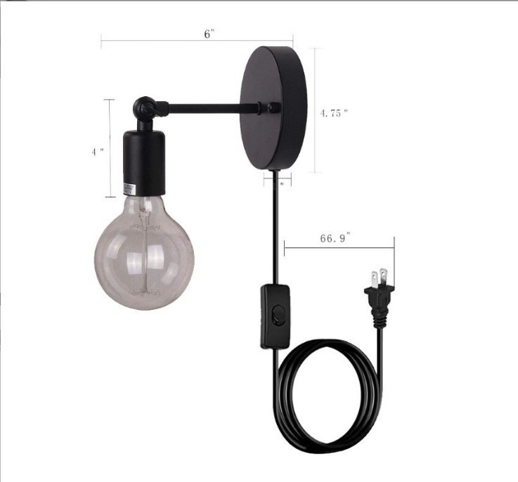 Moderna lámpara de pared de hierro minimalista dormitorio nórdico lámpara de pared creativa sala de estar lámpara de pared iluminación pasillo lámpara