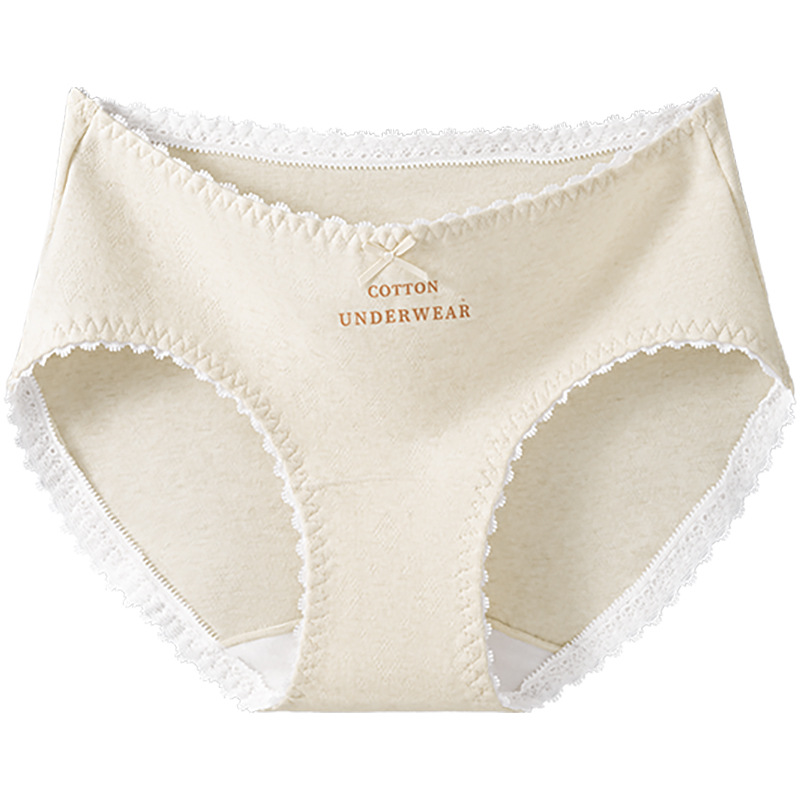 Bragas de encaje de algodón de categoría A 10A entrepierna antibacteriana entrepierna larga 2025 nuevo calzoncillos de mujer cómodos y transpirables de cintura media