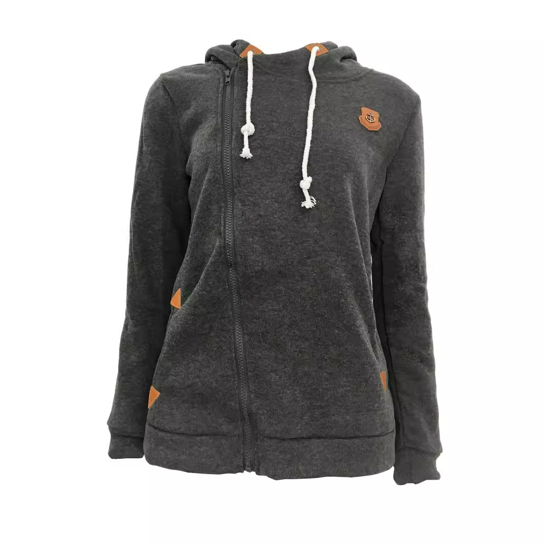Wish AliExpress nueva sudadera europea y americana cárdigan con cremallera lateral sudadera con capucha chaqueta ropa de mujer