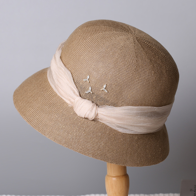2026 New Summer Sun Hat For Women Breathable Wide Brim Bucket Hat Luxury Ribbon Bow Fisherman Hat - Thumbnail 6