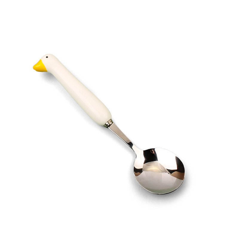 Svanformad sked i rostfritt stål med keramiskt handtag_voghion.com