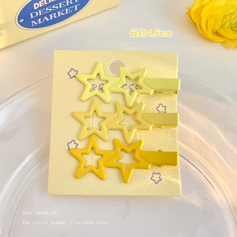 Crema amarilla Linda horquilla accesorios para el cabello femenino frente lado pelo roto flequillo clip estudiante horquilla niños clip tocado