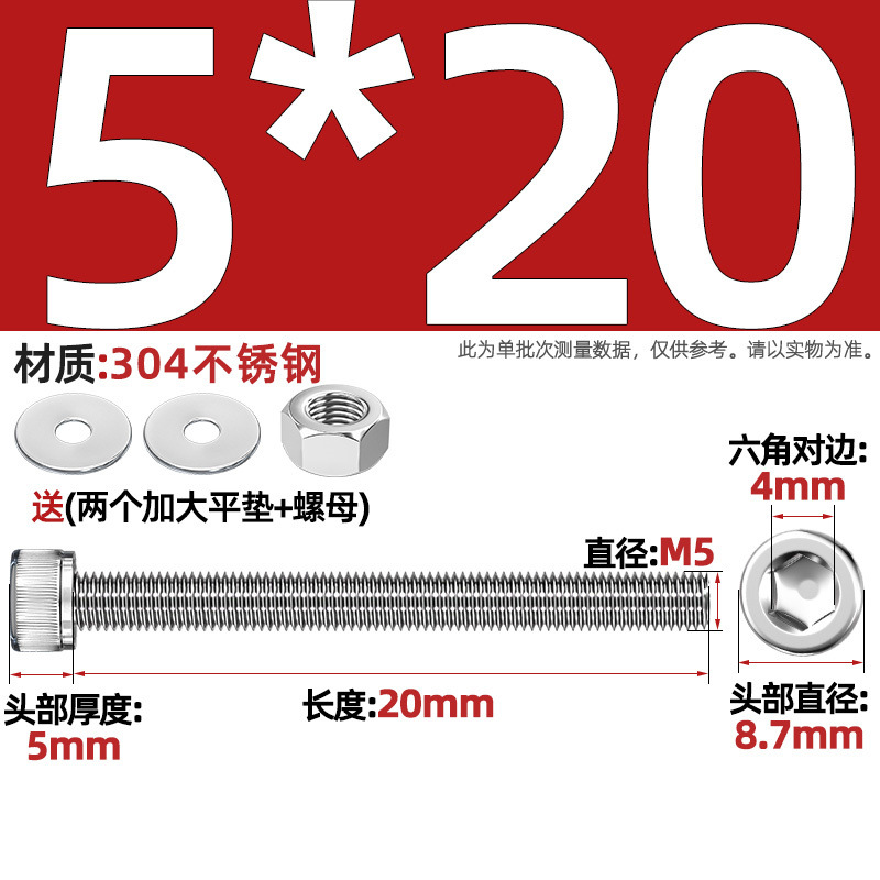 Винт шестигранный Tianzhuo Hardware M5*20