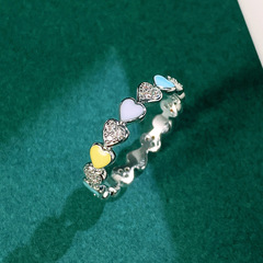 Cao Shi European and American Instagram-style colorful heart-shaped enamel resin ring&mdash;unique, high-end women&rsquo;s ring, heart-shaped ring for the index finger.