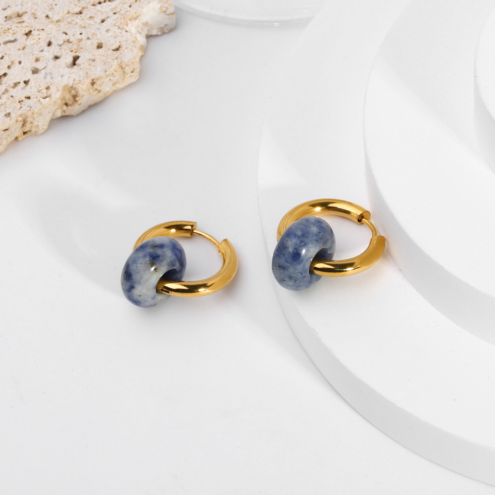 Circle Pattern PVD Coated Real Gold Plated 18K Gold Circle 201 Stainless Steel Retro Waterproof Non Tarnish Earrings