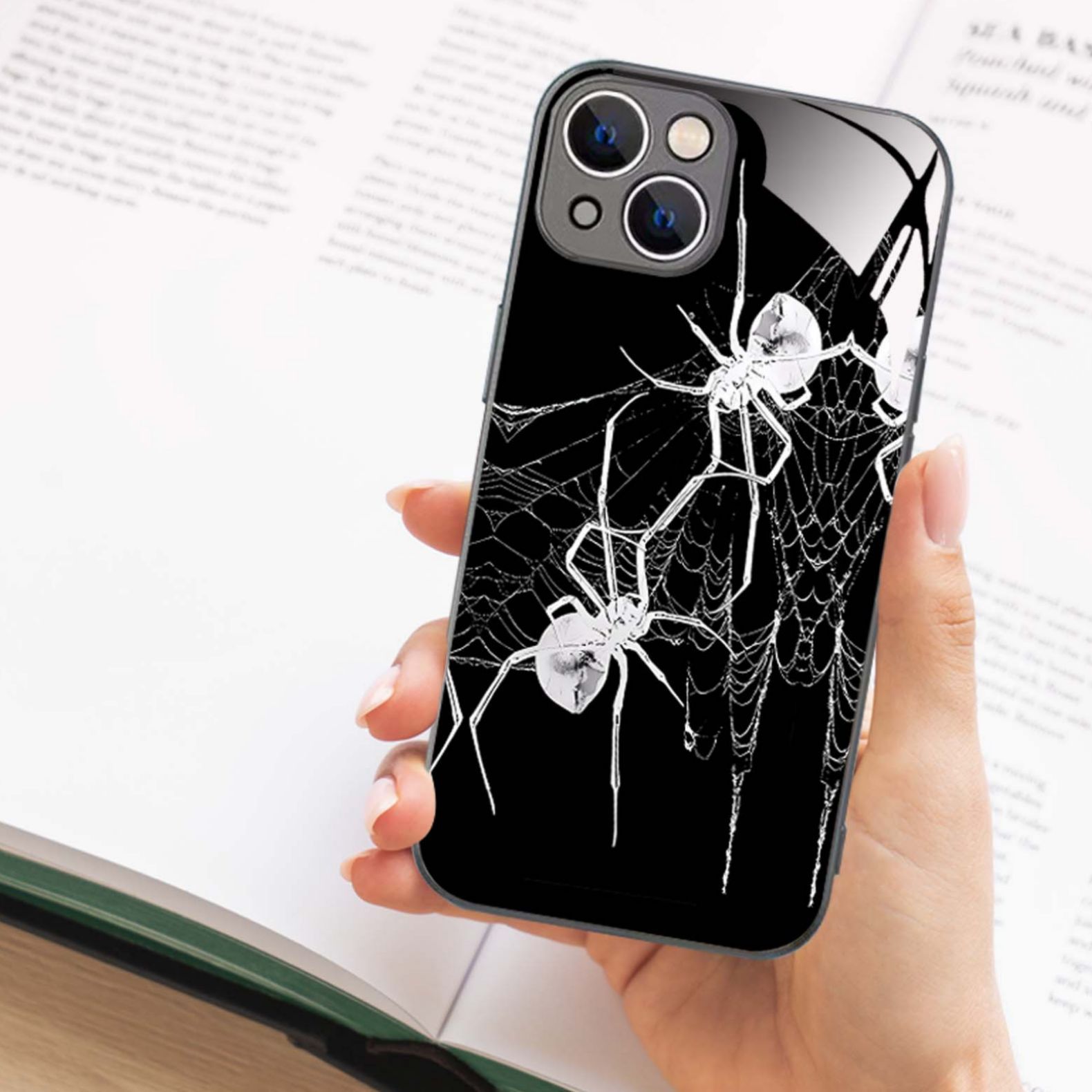 Personalized Dark Spider Phone Case For Business Men Black Glossy_voghion.com