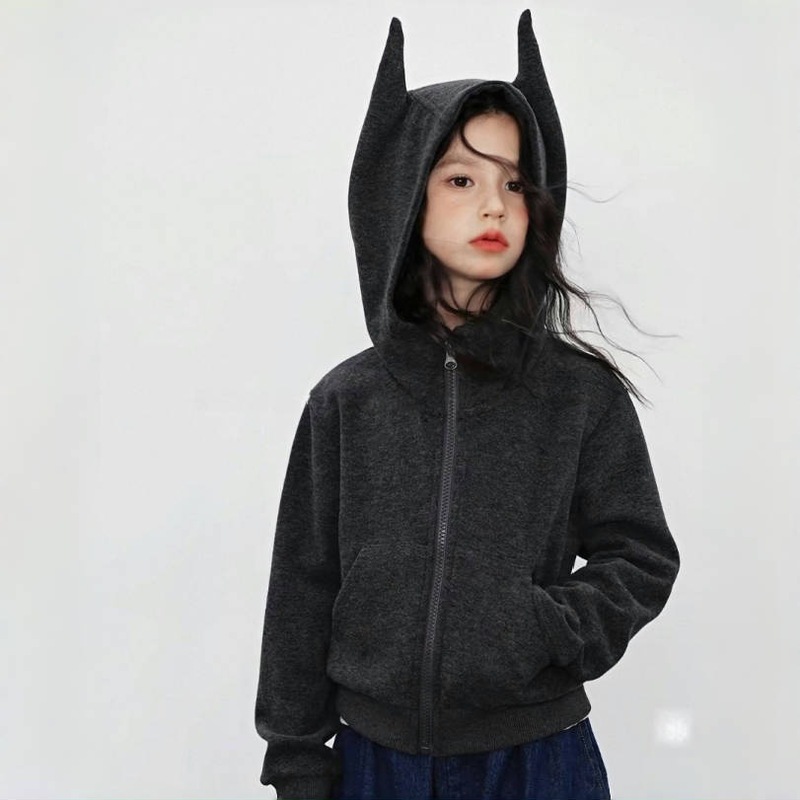 女童秋装套装2025新款洋气儿童小恶魔卫衣外套女孩春秋木耳牛仔裤|undefined