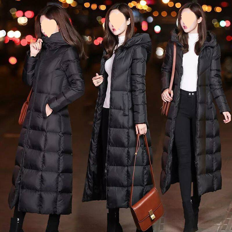 Women's Autumn and Winter Korean Style Slim-Fit Over-The-Knee Long Cotton Coat, Thickened Hooded Versatile Cotton Jacket, Black Trendy Coat Women's Autumn and Winter Korean Style Slim-Fit Over-The-Knee Long Cotton Coat, Thickened Hooded Versatile Cotton Jacket, Black Trendy Coat