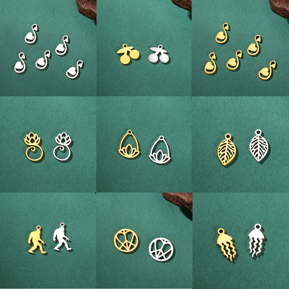 2g Weight Pendant Jewelry Making Type DIY Jewelry Accessories Classification 1 Piece Quantity Stainless Steel Material Leaf, Flower Pattern Polished Finish Plating Design Simple Style Style 1 Piece Stainless Steel Leaf Flower Polished Pendant 无