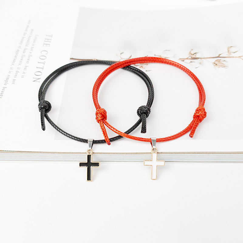 Alloy Cross Wax Rope Simple Couple Bracelet A Pair Jewelry Wholesale Nihaojewelry display picture 9