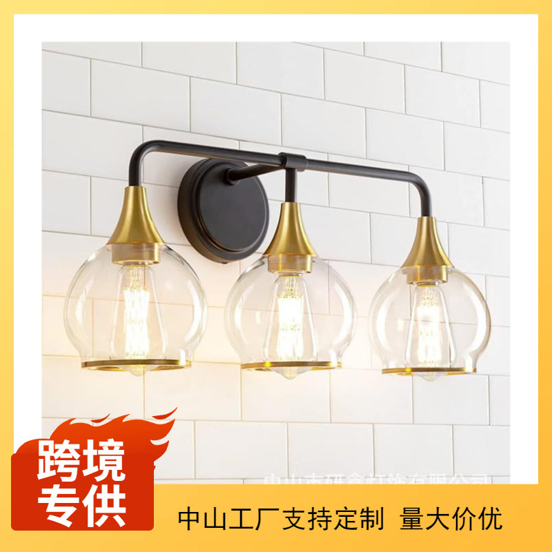 Modern Minimalist Living Room Bedroom Wall Lamp Nordic Dressing Table Lamp American Retro Industrial Style Glass Bathroom Mirror Cabinet Lamp