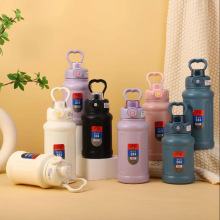 850ml爱心提手壶316不锈钢保温杯双饮吸管吨吨壶便捷提手运动手壶