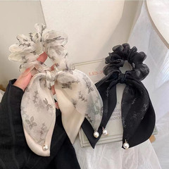 Summer Retro Exquisite Ribbon Hair Tie for Women, Butterfly Knot Hair Accessory, Elegant Style Hair Tie Rubber Band, High-End Hair Accessory