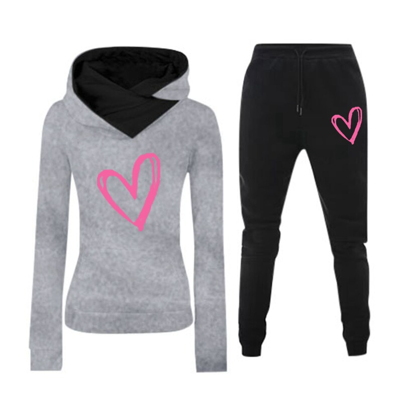suit Foreign Trade Europe and America plus size Leisure Ladies Web suit Love Sports suit Cross-border