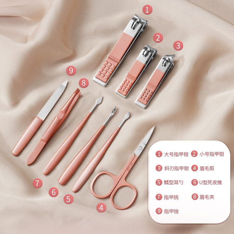 Heimat schräge Nagelschere Mädchen Rosa Set Edelstahl Ohrlöffel Nagelschere Augenbrauenschere Maniküre- und Pediküre-Werkzeuge