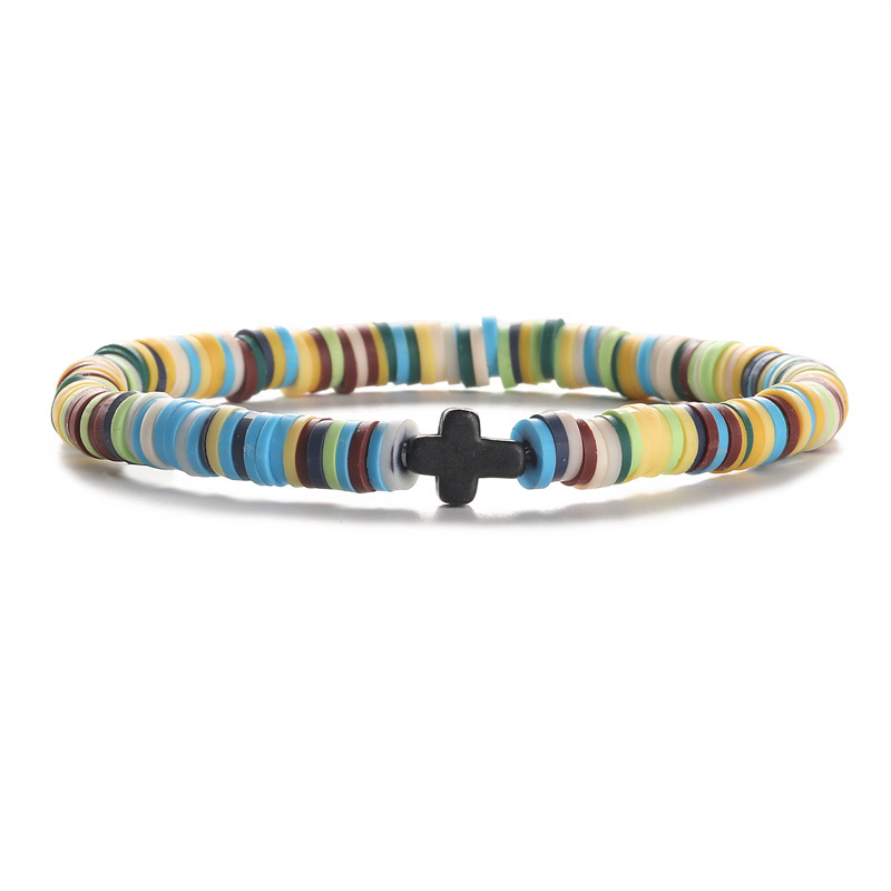 Amazon 6mm de color de cerámica suave cuentas elásticas cuentas pulseras cruz pulseras de regalos para hombres y mujeres