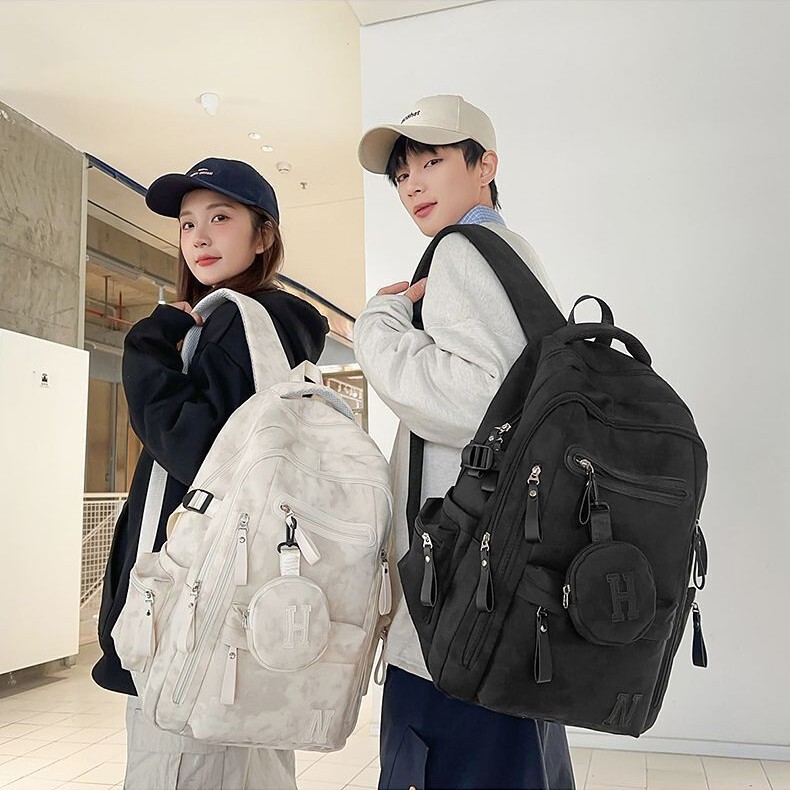 Cross-Border Trendy Large-Capacity Backpack with Personalized Design and Graffiti, Lightweight and Burden-Reducing School Bag for Middle School Students