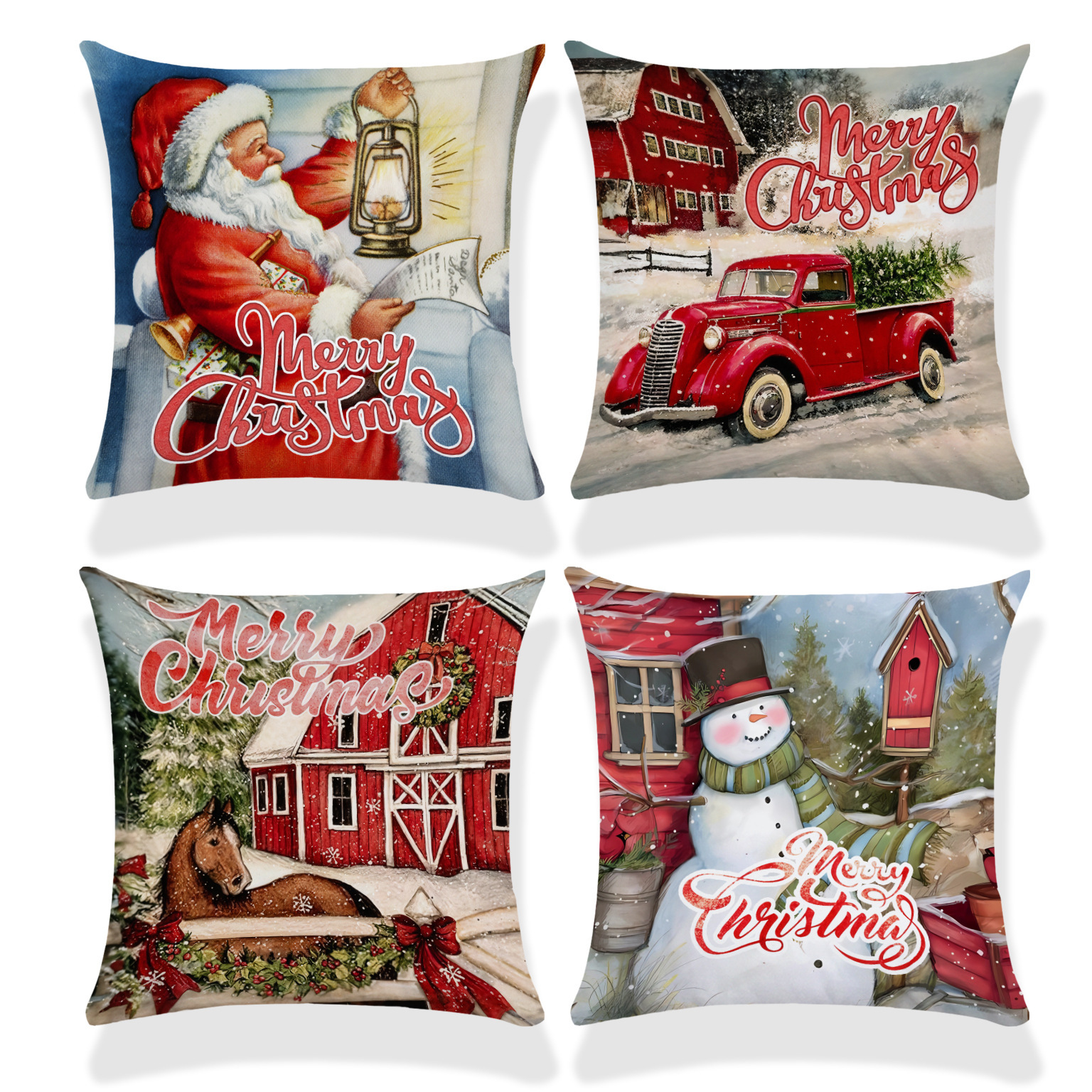 Venta caliente transfronteriza elementos de Navidad funda de almohada ambiente para el hogar sofá de decoración jardín patio festivo funda de cojín image 6