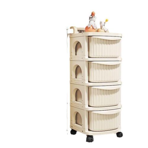 Baby Product Storage Floor Standing Mobile Snack Tray for Kids, Cream Color
