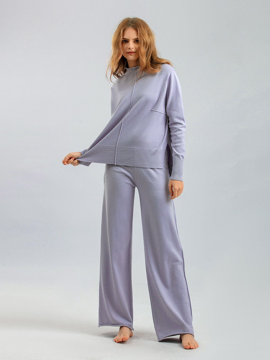 924g Weight Long Sleeve Sleeve Length Viscose Fabric Type Pant Co-ord Set Sets Type 2 Pieces Set Quantity Daily Occasion Round Neck Neckline Comfort Function Regular Fit Fit Type Solid Color Pattern Autumn Season Women's Gender Vacation Style Daily Women's Vacation Solid Color Viscose Pant Co-ord Set Pants Sets 2