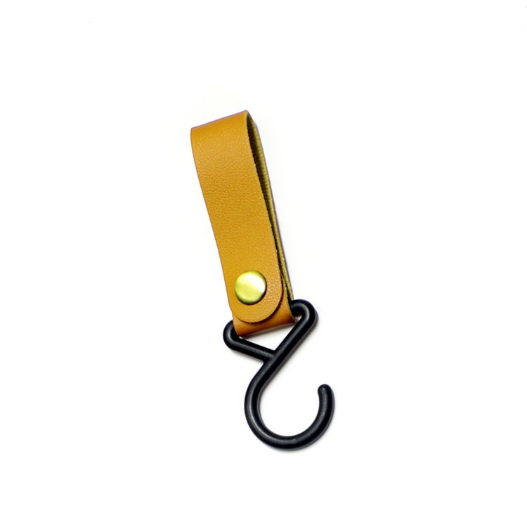 En stock al aire libre camping gancho en forma de gancho de cuero de la PU cuerda de viento llavero S gancho tienda PU tendedero gancho