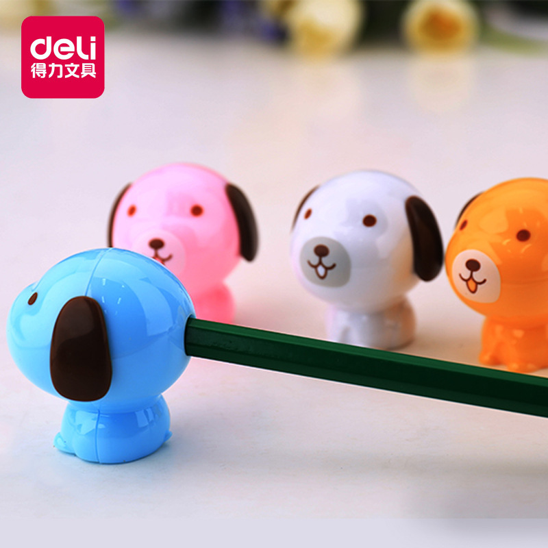 Deli 0550 Cooley perro lápiz sacapuntas lindo mini rollo pequeño tamaño estudiante sacapuntas