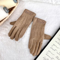 タッチスクリーン付きカップルスタイルトナカイ暖かい手袋冬の防寒防風ドイツベルベット屋外サイクリング無地手袋卸売