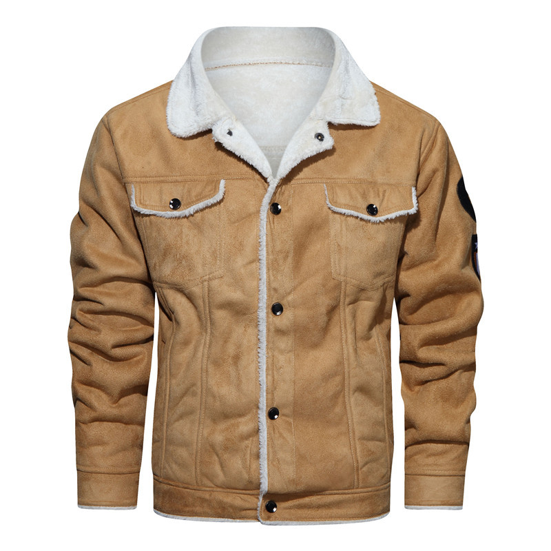 Han Dan Winter Men's Lamb Fleece Jacket Imitation Suede Jackets Motorcycle Suit Leather and Wool Integrated Coat_voghion.com