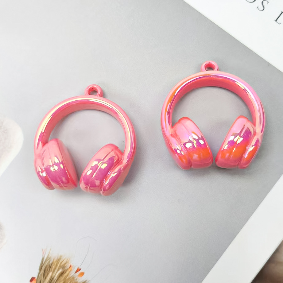 アクリルペイント 2 色グラデーションヘッドフォンビーズぶら下げ穴ビーズ diy 携帯電話チェーンペンダントネックレス素材ジュエリーアクセサリー