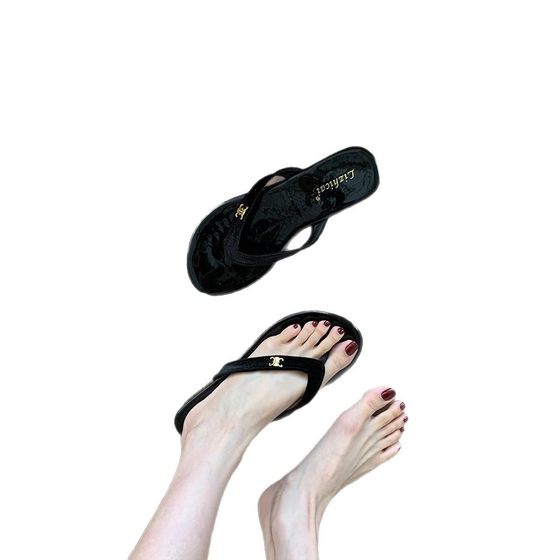 Red Flip-flops Women's Slippers Women's Summer Outwear Fashionable Thong Sandals French Style Fragrant Style Flat Sandals