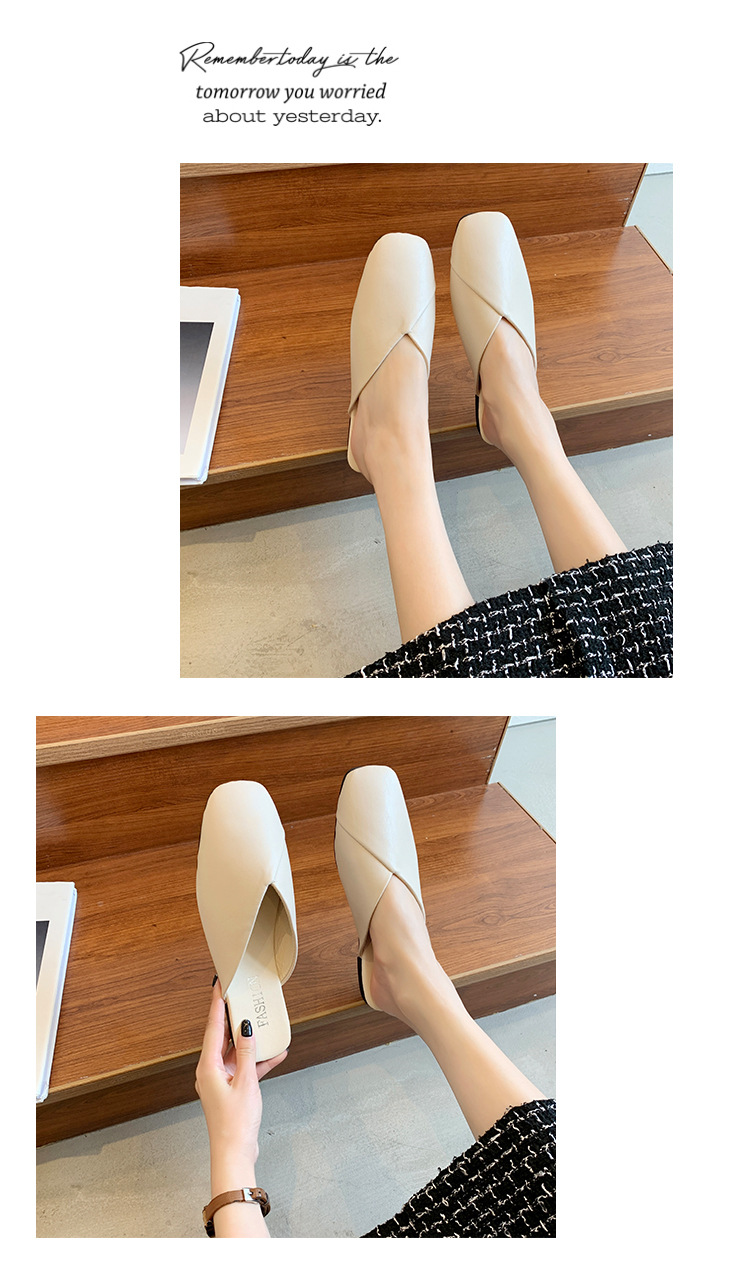 Women's Elegant Commute Solid Color Square Toe Flat Slippers display picture 7