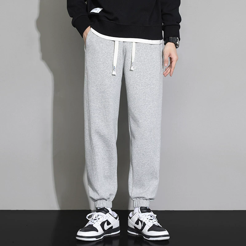 Autumn black trousers for leisure, oversize, plus size
